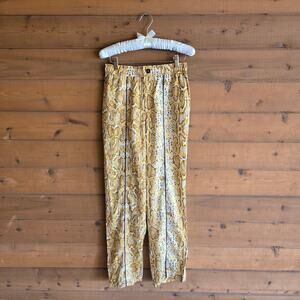 Anthropologie Snakeskin Pant Current Air Yellow Trouser XS Flowy Boho Western
